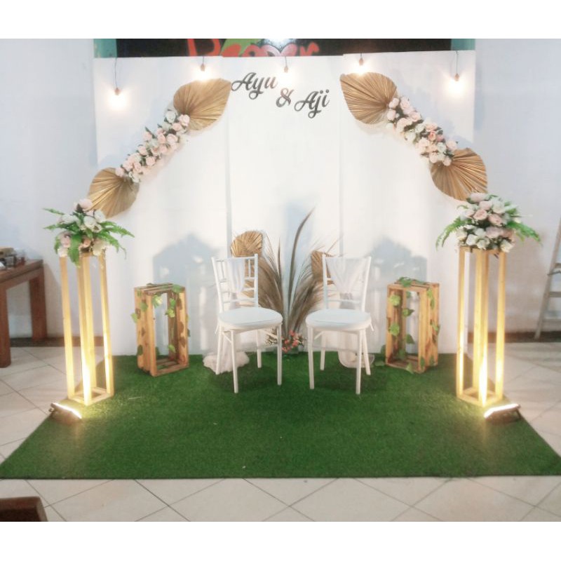 sewa backdrop panel, backdrop papan, pelaminan rustic