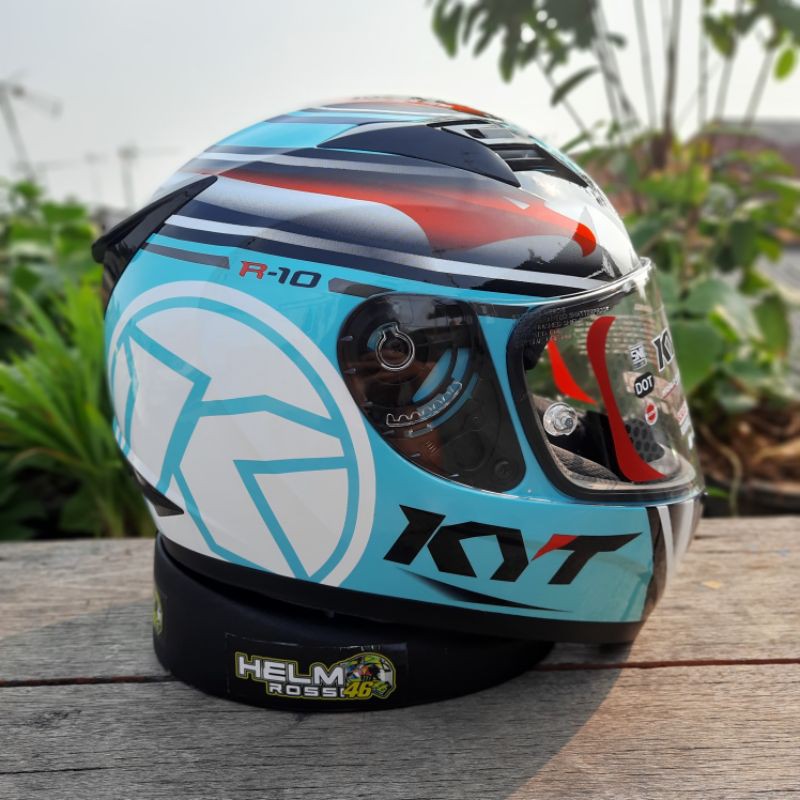 Helm KYT R10 AQUAMARINE AQUA Visor Flat Clear Bening Original Ready Top Pinlock Push Pin KYT