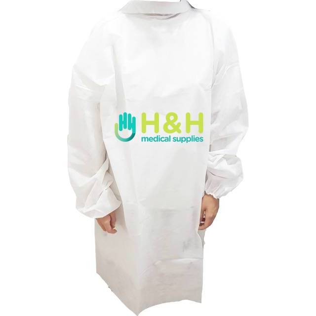 Surgical Gown Putih /Surgical Blouse/Apron Lengan Panjang/Baju Hazmat/APD/Coverall Putih