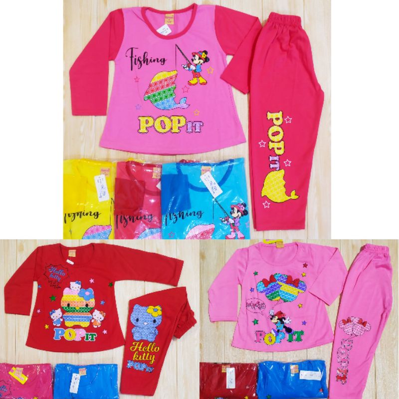 SETELAN POP IT MICKEY MOUSE 2-7 THN - BAJU ANAK CEWEK PANJANG /LOTUS FASHION