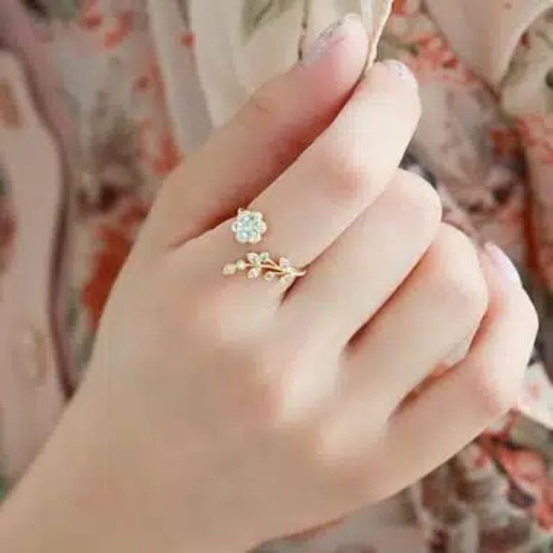 Cincin Korea Opening Ring Floral Blossom Bunga