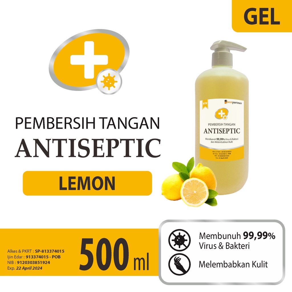 Hand Sanitizer Gel Aromatic 500ml Bottle Pump Aroma Pembersih Tangan Botol Pompa 500 ml Segar Harum Wangi Buah Bunga Fresh Leci Jeruk Lemon Lavender Cherry Blossom Ocean Laut