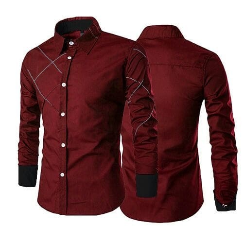Kemeja Import Bruno Art Jumbo 3Xl 6Xl   VK375 [Delivio Maroon Sc] Kemeja Pria Katun Stretch Maroon