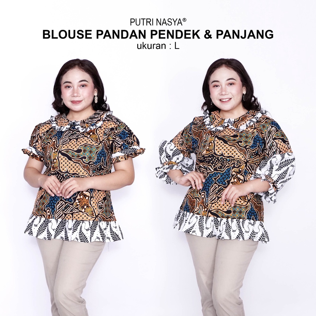 Blouse Batik Big Size LD 140 Wanita Atasan Batik Jumbo S-M-L-XL-2L-3L-4L-5L-6L-7L Model Blus Jumbo Kerja Batik / Blus Batik Big Size Formal Seragam Kantor / Pakaian Batik Kekinian Model Terbaru