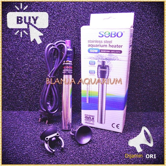 ANTI PECAH Sobo 50 watt Heater Sobo 50 Watt Stainless Steel Bisa COD Blanja Aquarium