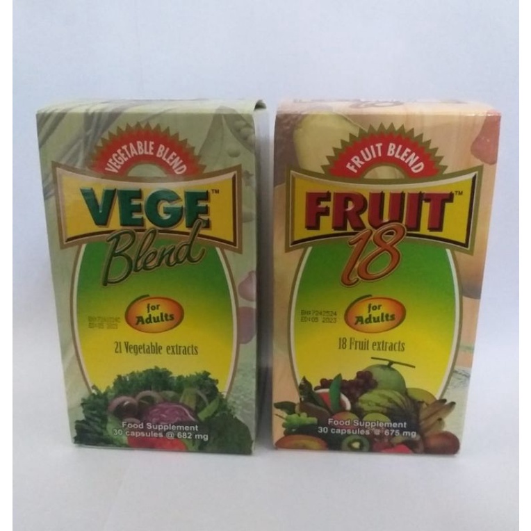 vege blend 21/fruit 18 for adults isi 30 kapsul ORI 100%