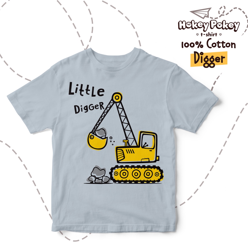 Baju Kaos T Shirt Anak Laki Laki Katun Combed Motif Digger