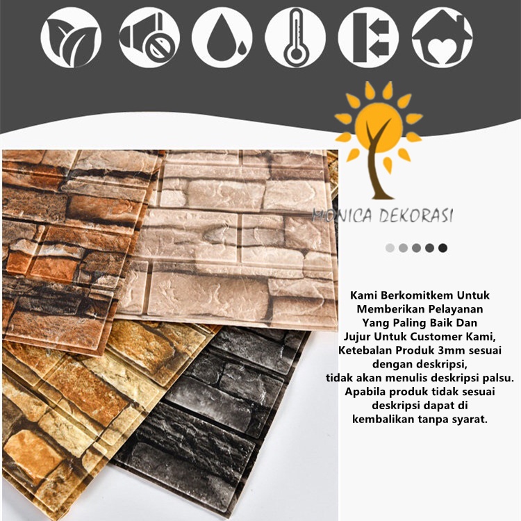  Wallpaper Dinding 77 x 70 CM Stiker Wallfoam 3D Sticker Dekorasi Kamar Rumah Murah Seri Batu Alam-4