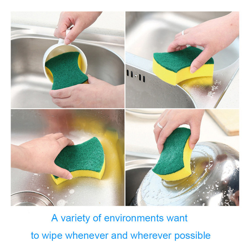 1Pcs Kitchen High Density Sponge Dishwash Wipe Fiber Scouring Pad/Bowl Pot Scouring Supplies Clean Rub Cleaning Tools