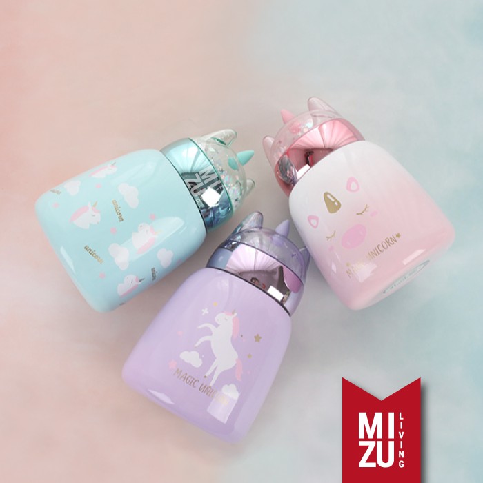 UNIDEER Termos Anak Unicorn Snow Globe 300ml Thermos Botol Air Minum Water Bottle Vacuum BPA-Free-1