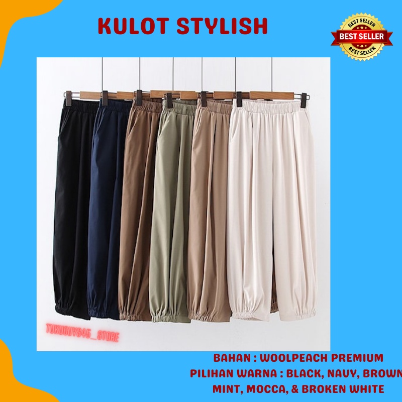 Celana Kulot Pants Jogger Joger Clana Bawahan Wanita Korea Korean Style Remaja Haruka Wool Peach Pre