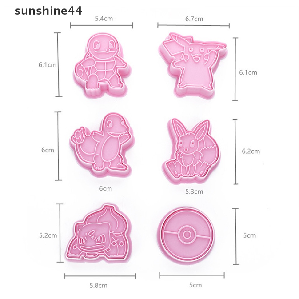 Sunshine 6PCS Cetakan Resin / Polymer Clay DIY Bentuk Pokemon Bahan Silikon