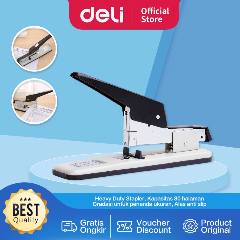 

Deli Heavy Duty Stapler / Stapler Besar Kapasitas 80 Halaman Bahan ABS Terdapat Gradasi Sebagai Penanda Ukuran E0390