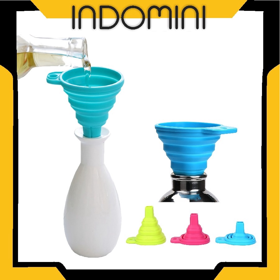 INDOMINI R378 Corong Petak Lipat Air Karet Silikon Minyak Collapsible Mini Funnel