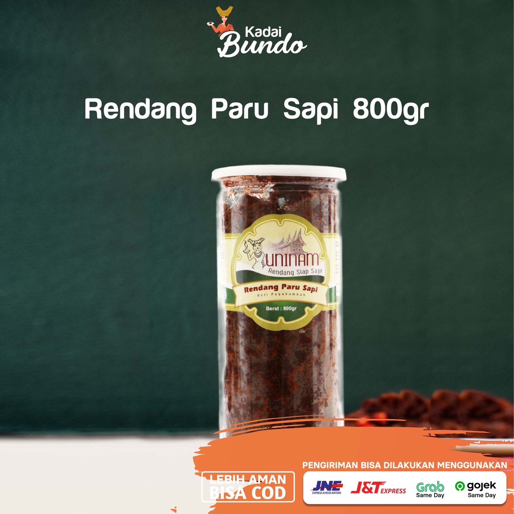 

Rendang Paru Uninam 800gr/ Rendang Kemasan/ Rendang Siap Saji/ Rendang Asli Payakumbuh/Rendang Enak