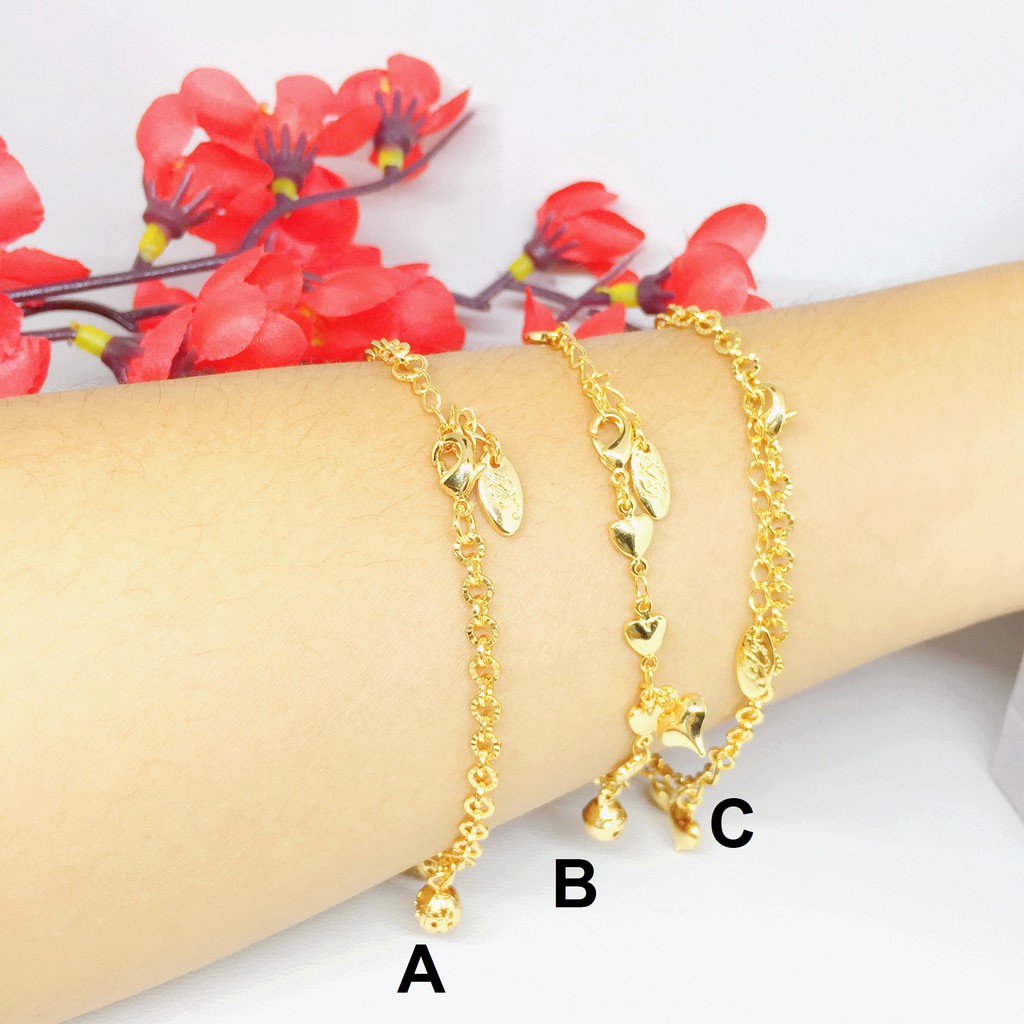 Gelang Tangan Xuping Rantai Love Bulat Lonceng Warna Gold - BB412