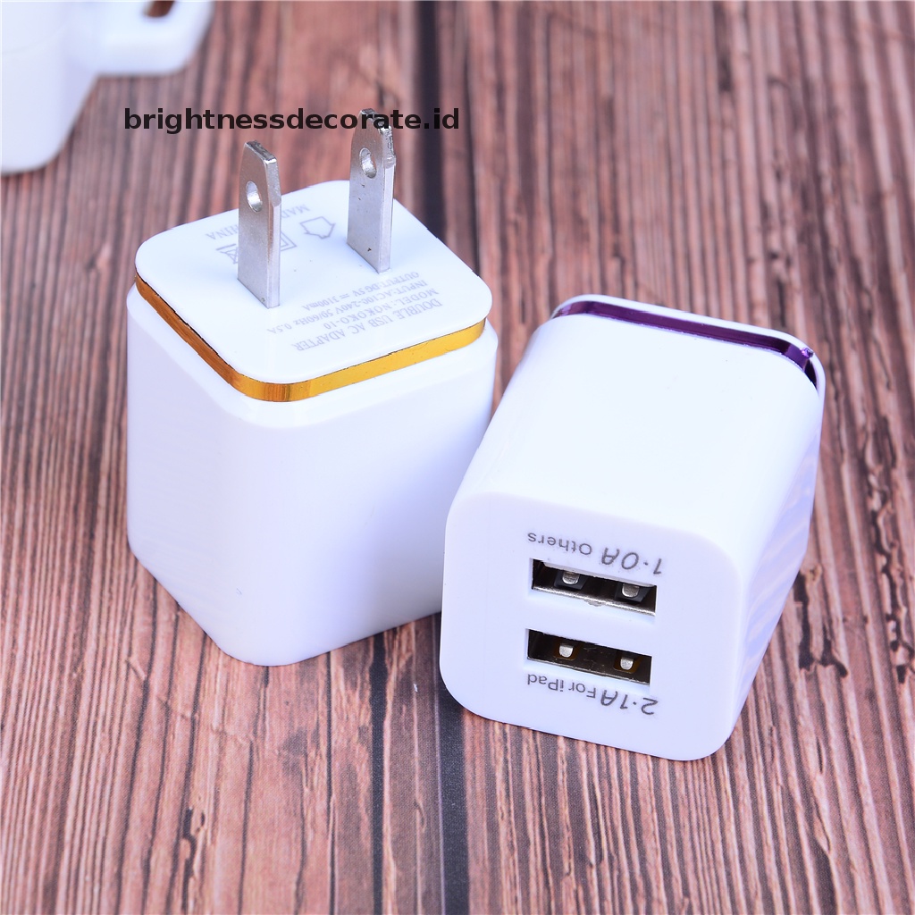 1pc Adapter Power Charger Dual Usb 2.1a / 1a Untuk Handphone