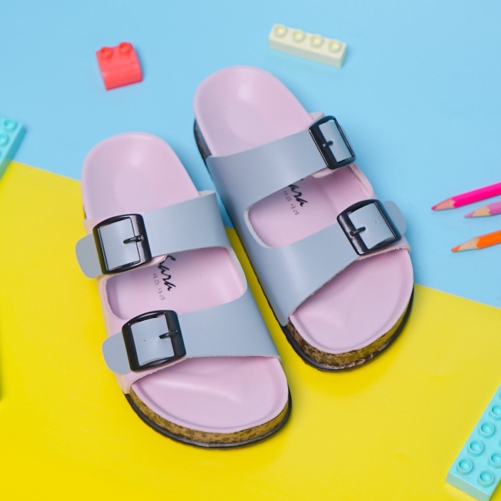 Sara Sara JINNY KIDS Sandal anak perempuan casual sendal slop anak cewek model birken gesper ban dua