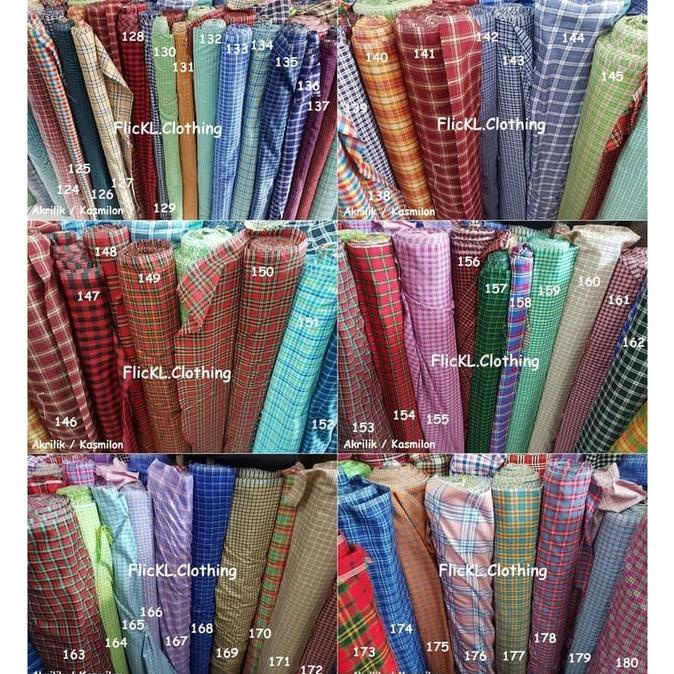 BAHAN KAIN AKRILIK KASMILON MOTIF CORAK KOTAK KOTAK SERAGAM SEKOLAH