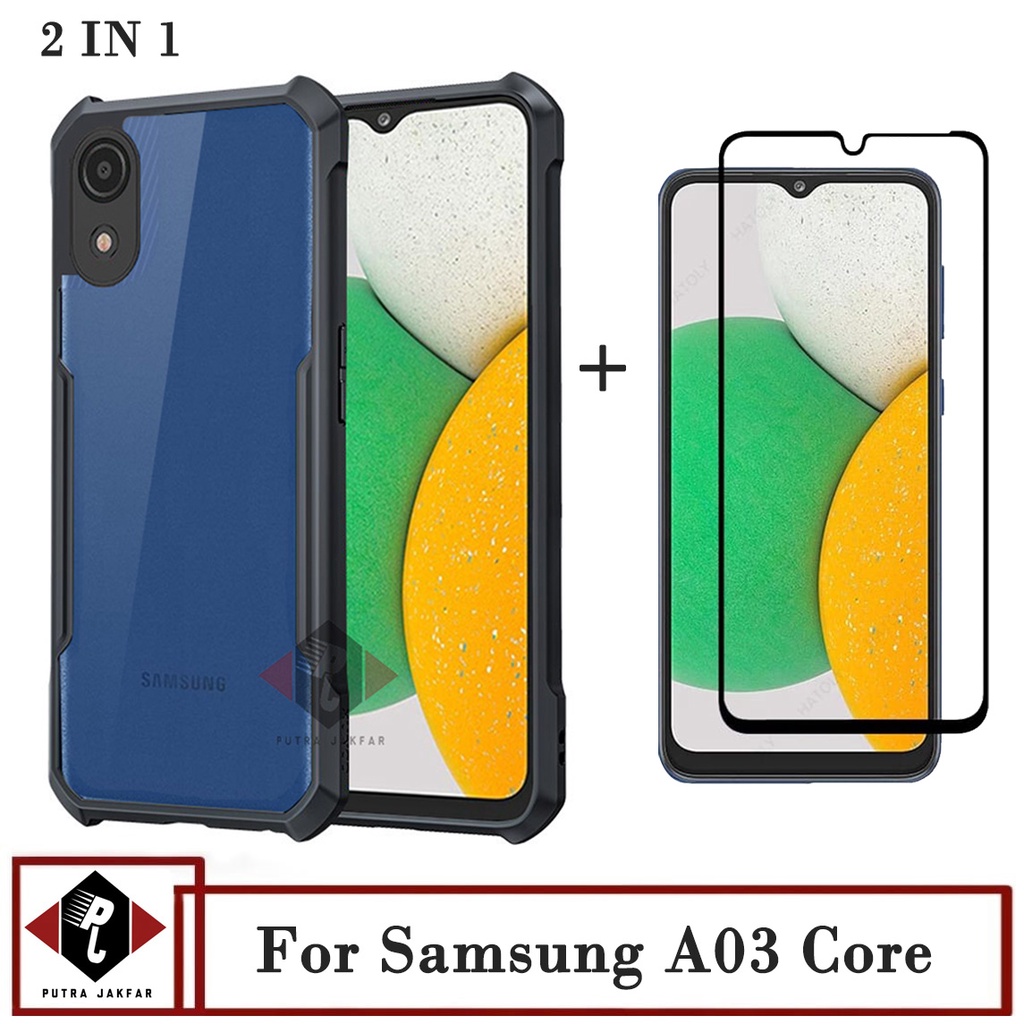 Paket 2in1 Case Transparan Samsung A03 Core Free Anti Gores Layar