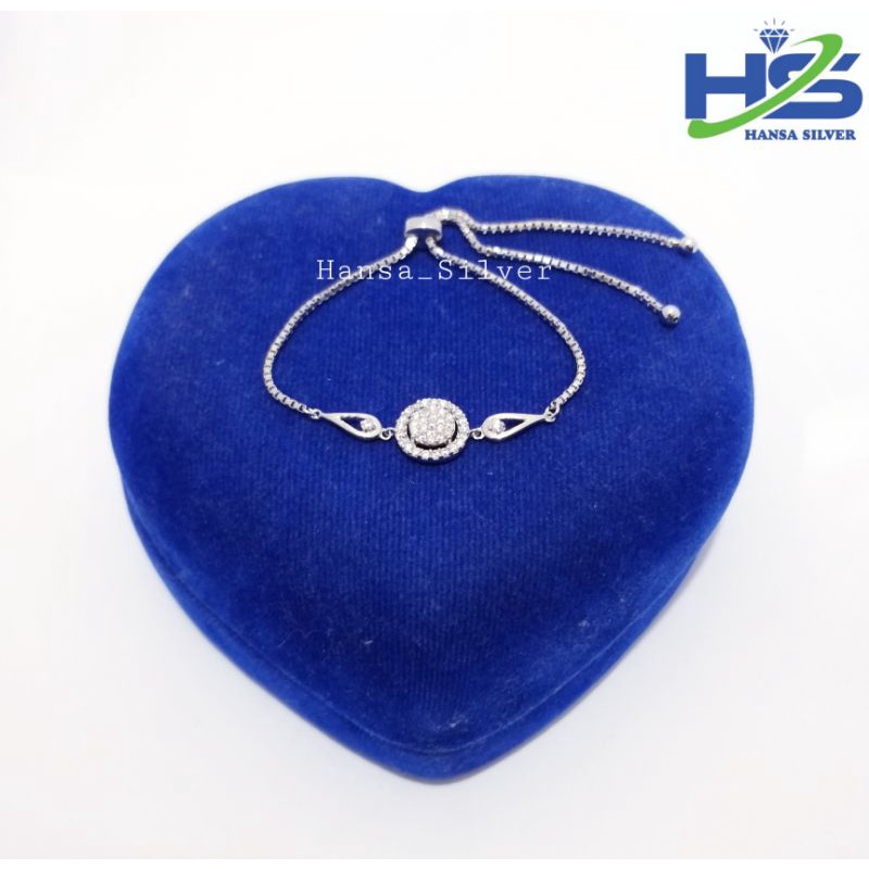 Gelang Perak Asli Tangan Wanita Silver 925 Lapis Emas Putih Model Serut - Perak Asli 925 Anti Karat