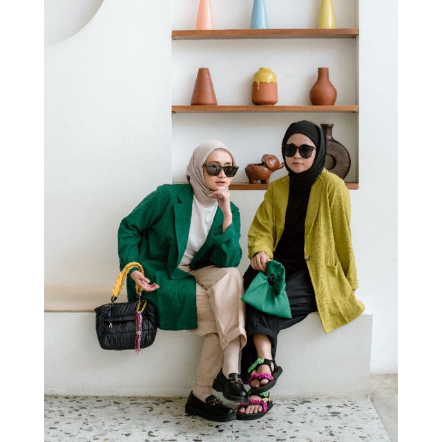 Blazer Outer Linen Wanita Korea Murah - PUREbyLastin