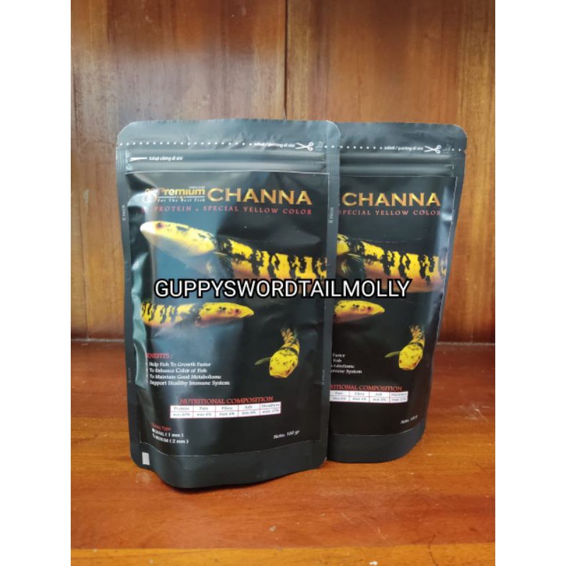 Pelet Premium Yellow Channa 100g Pakan Ikan Exclusive Predator Chana Pellet Sekelas Akari Sakana