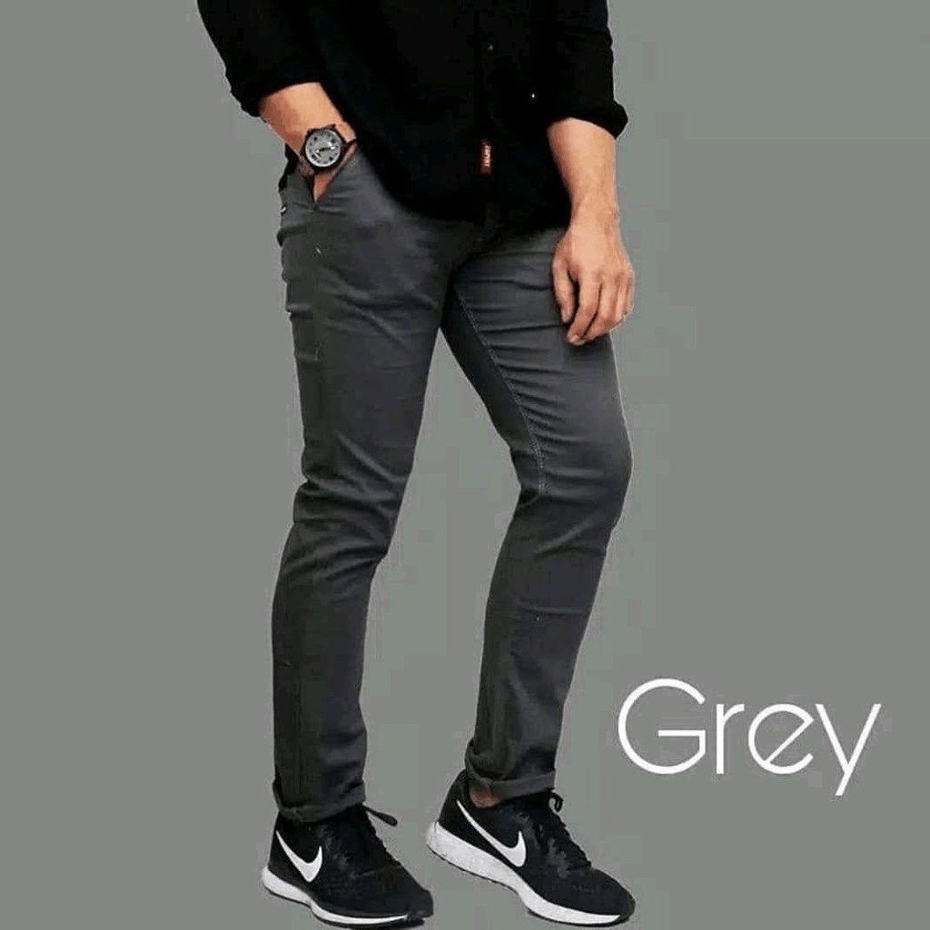 CELANA CHINO Panjang Pria Slimfit KERJAHARIAN Santai Casual Formal Hitam Abu Cream Mocca Size 27-38