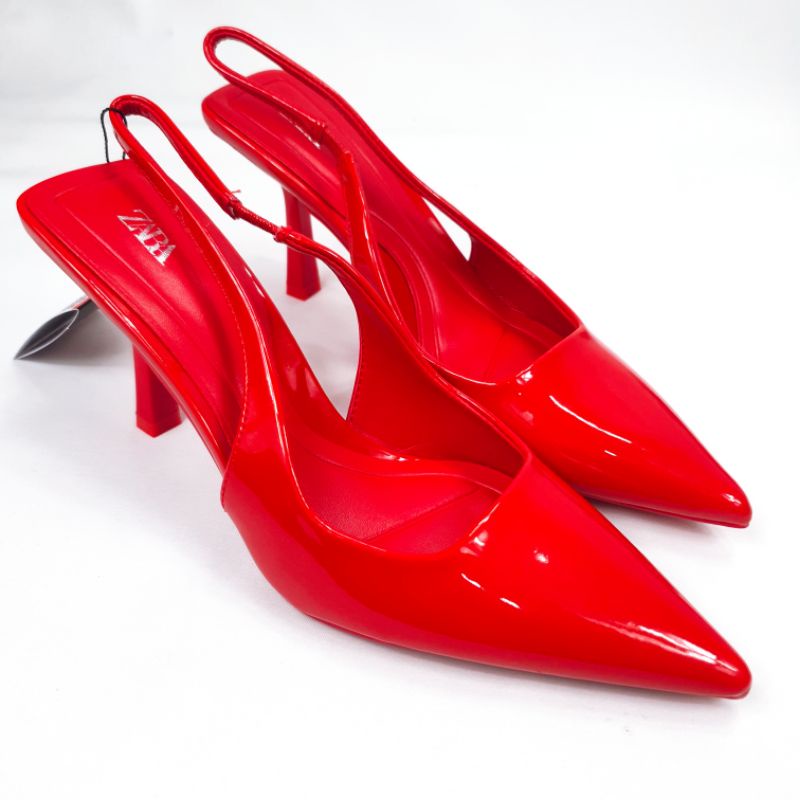 ZR Glossy Slingback Basic Kitten Heels