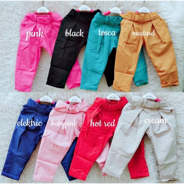 Celana panjang daily pants anak perempuan 2-9 tahun bahan katun cigaret nablfashion merah