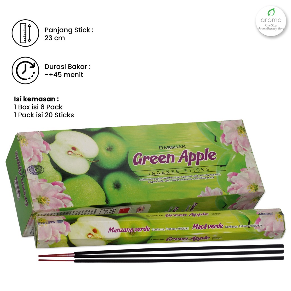 Dupa India (Aromaterapi) Hexa - Darshan Green Apple