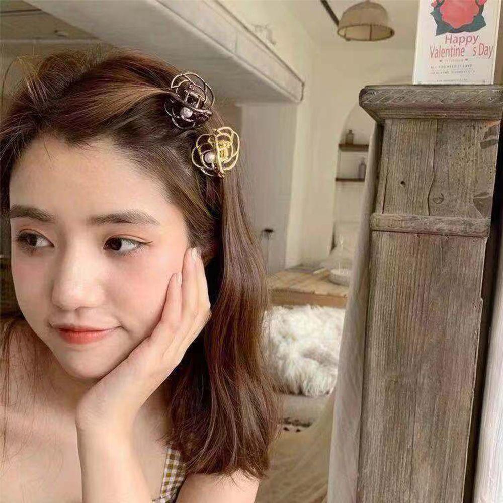 NEEDWAY Hair Claw Fashion Ladies Wanita Aksesoris Rambut Logam Mutiara Hiasan Kepala