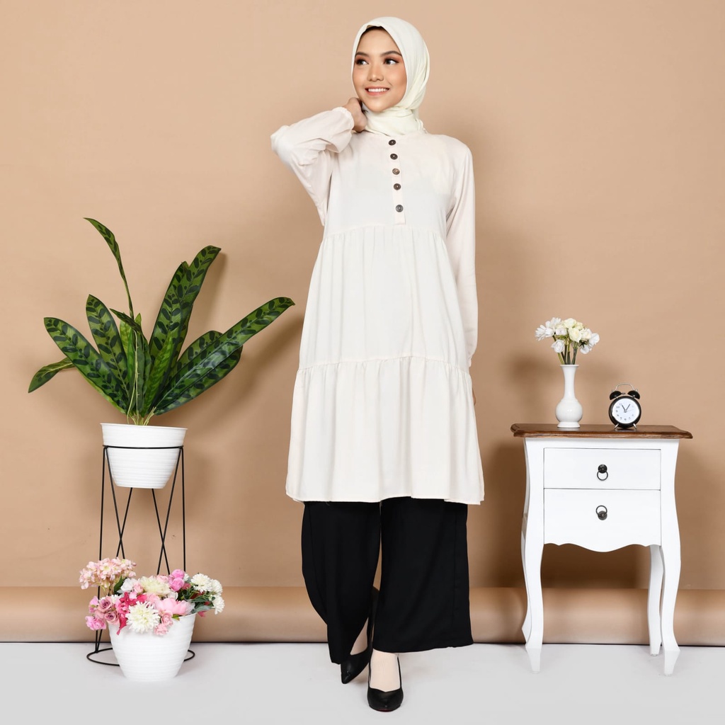 Nayla Tunik Atasan Muslim Wanita Bahan Premium Tunik Basic Tunik Polos Simple Tunik Kasual Untuk Wanita Baju Panjang Wanita