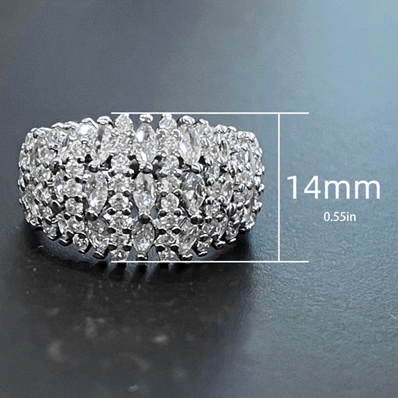 Cincin Wanita Warna Silver Hias Batu CZ Untuk Pesta Pernikahan