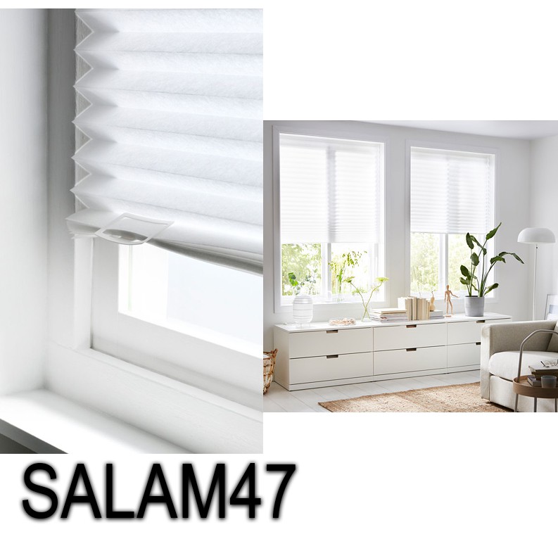 Tirai lipat minimalis warna putih / tirai lipat langsung di tempel / Tirai anti tembus cahaya