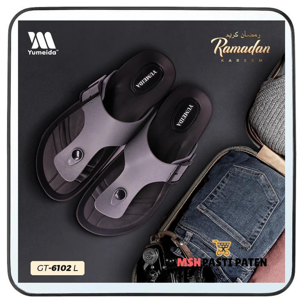 YUMEIDA GT 6102 ORIGINAL UKURAN 38-43 Sandal selop gesper pria dewasa bahan akret nyaman di pakai dan tahan air