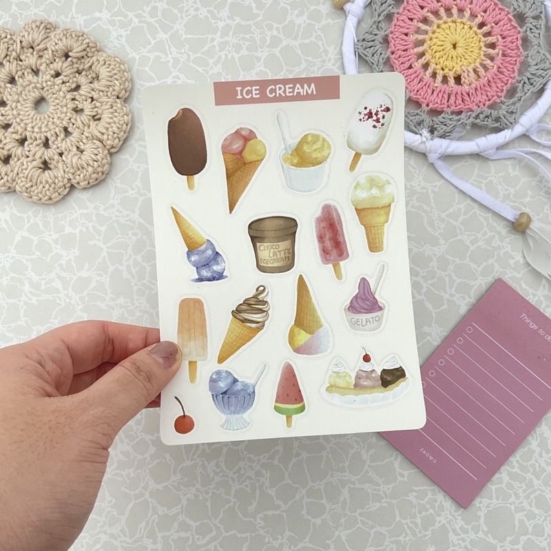 

sticker sheet ice cream vynil a6 waterproof cute