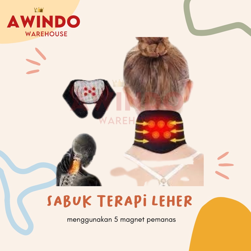 SABUK TERAPI LEHER - Sabuk Pemanas Magnetic Leher Pijat Nyeri