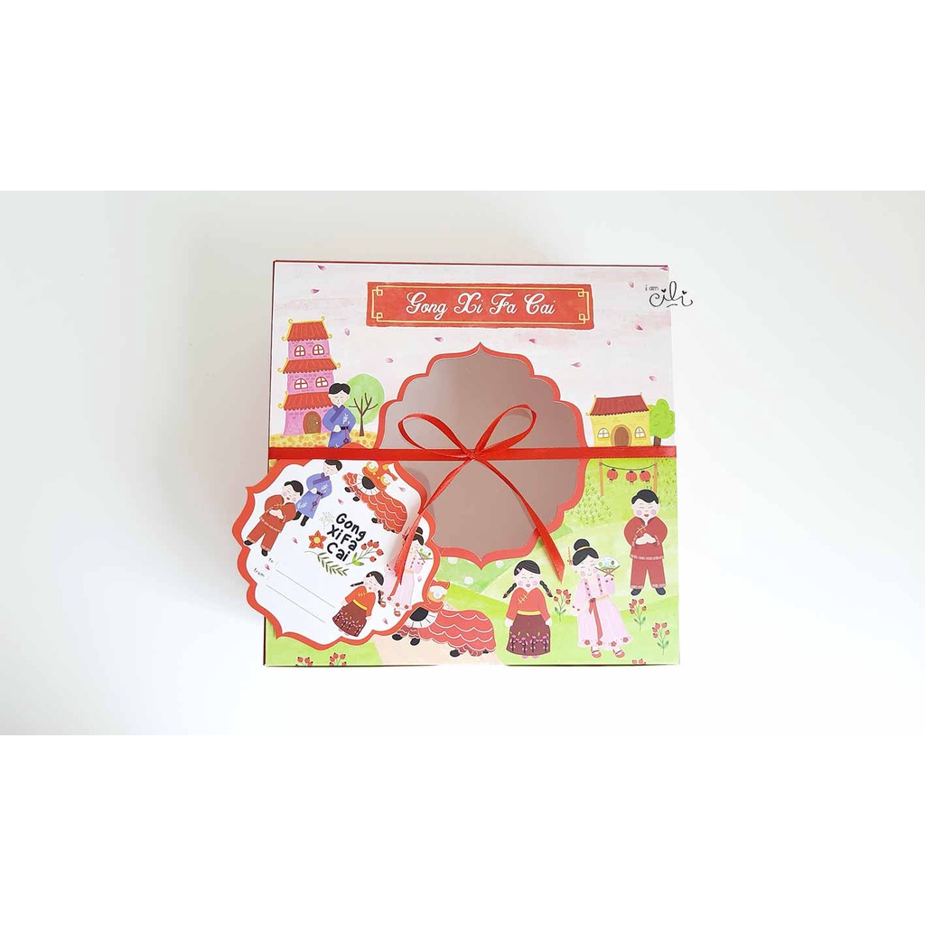 

(DUS 22 HAPPY VILLAGE ) kotak kue cny imlek sincia 22 x 22x 10 cm