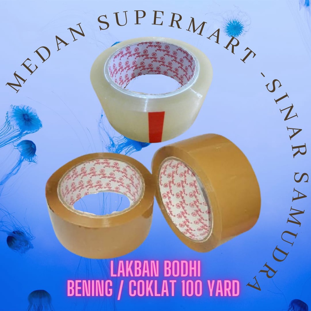 

BodhiTape Lakban bening coklat 100 yard 2 Inch 45mm isolasi lem selotip cellotape cellulose tape solasi pita pelekat