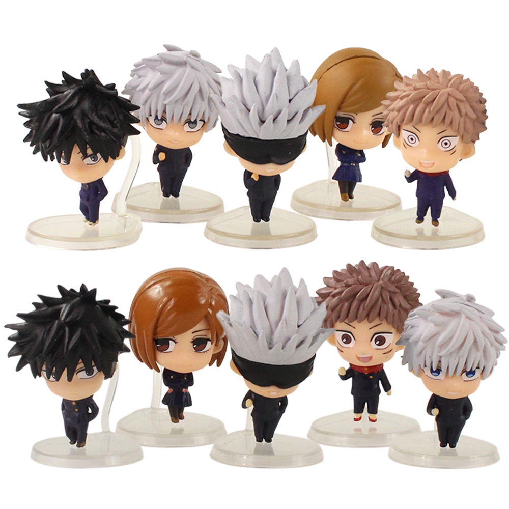 5pcs / Lot Mainan Action Figures Jujutsu Kaisen Manga Itadori Yuji Gojo Satoru Q Version Bahan PVC