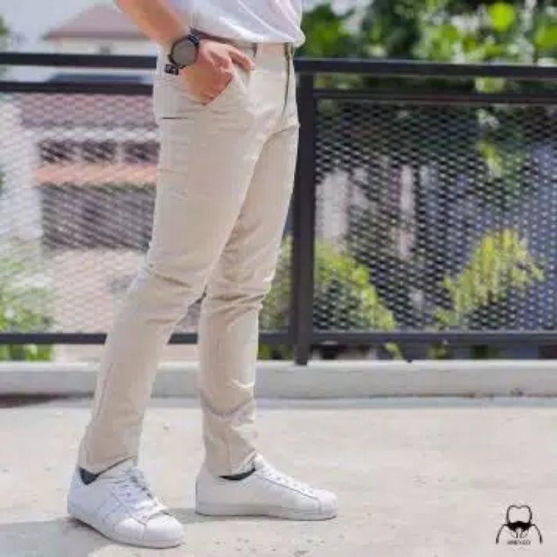 CELANA CHINO Panjang pria Slimfit KERJAHARIAN CHINOS CINO Santai Casual Formal Hitam Abu Cream Army