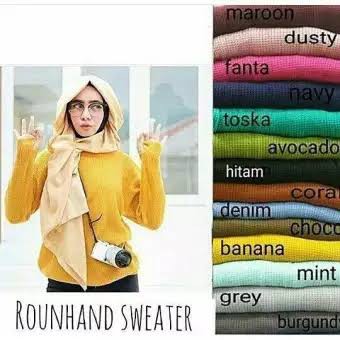 Atasan Wanita Rajut Halus Roundhand Sweater / Sweater Roundhand Wanita / Baju Rajut Roundhand
