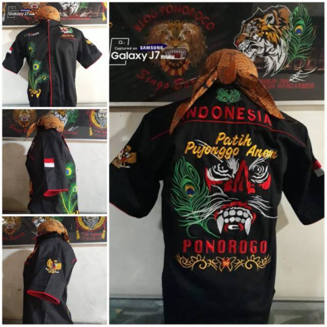Baju reog Bordir Pujonggo Anom - hem Bujang Ganong - Baju Nagata Premium Lengan Pendek