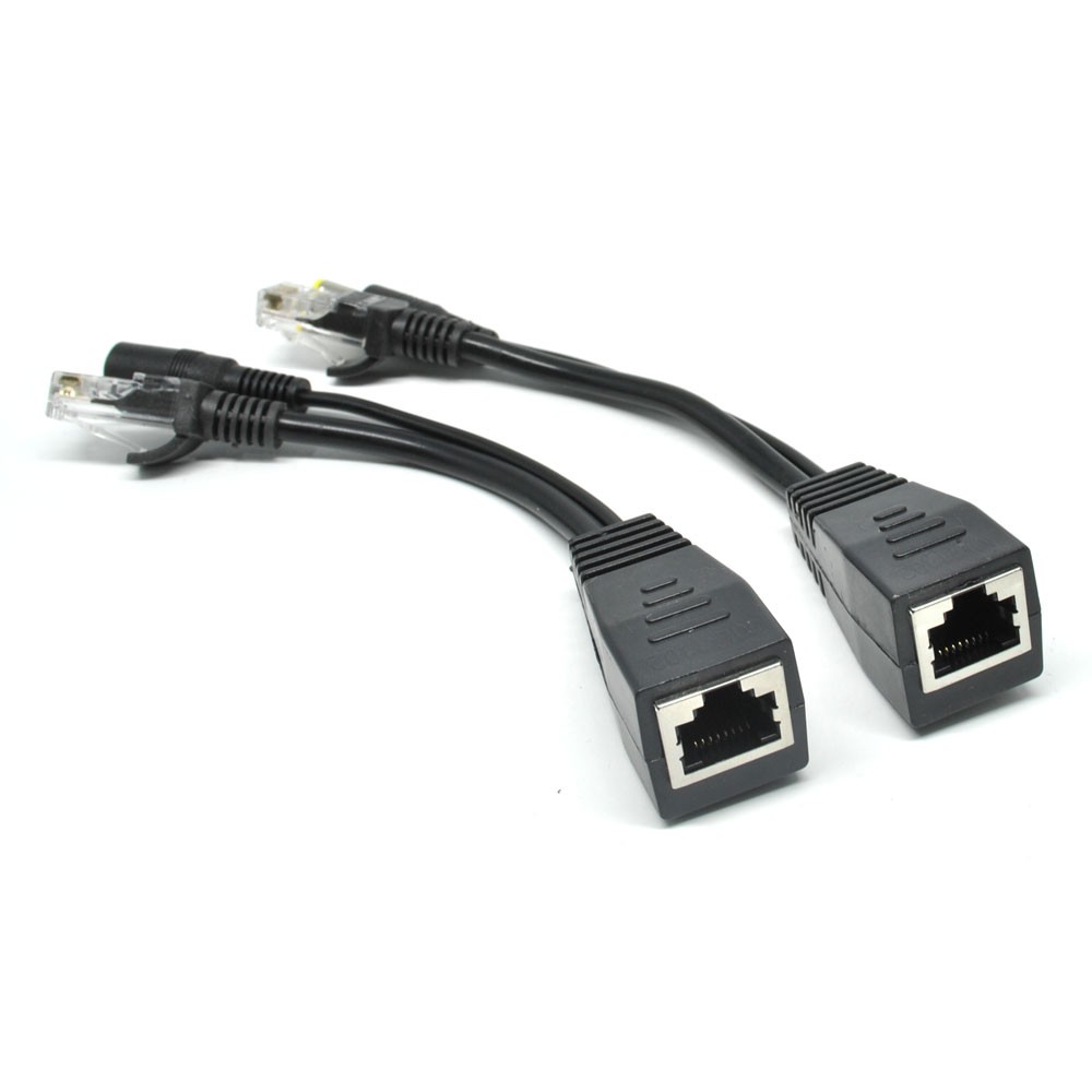 Passive PoE (Power Over Ethernet) Cable with Male &amp; Female Power Plug Warna putih