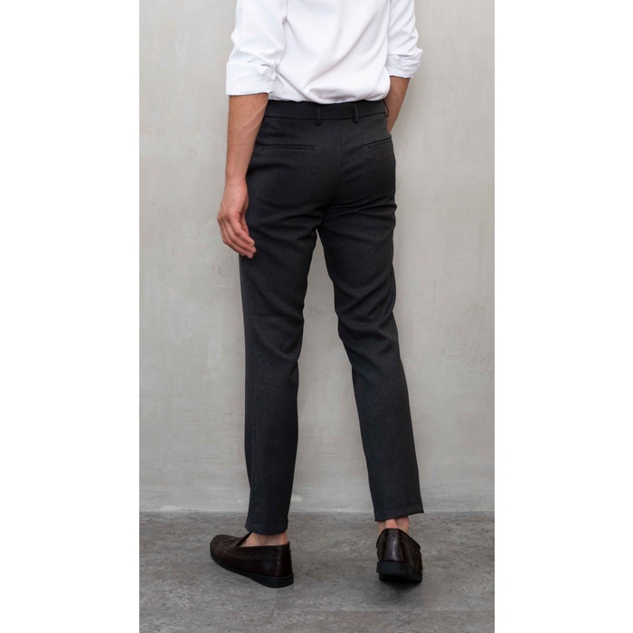 celana kerja pria slim fit formal bahan houseofcuff abu tua + belt