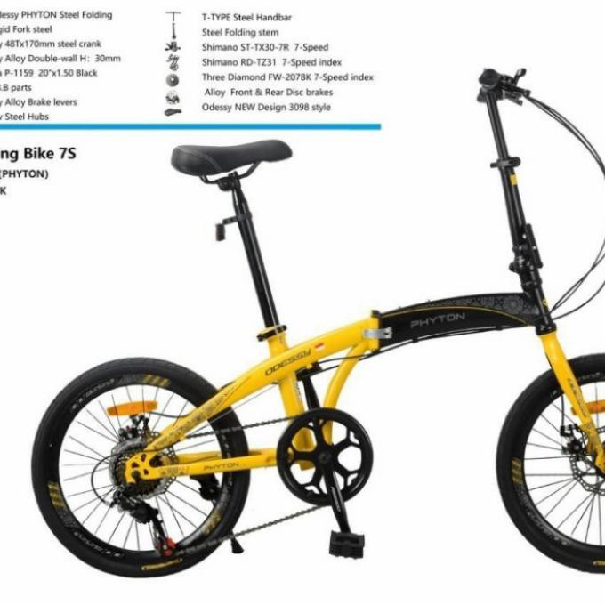 Sepeda Lipat Odessy Python 20 Inch - Kuning