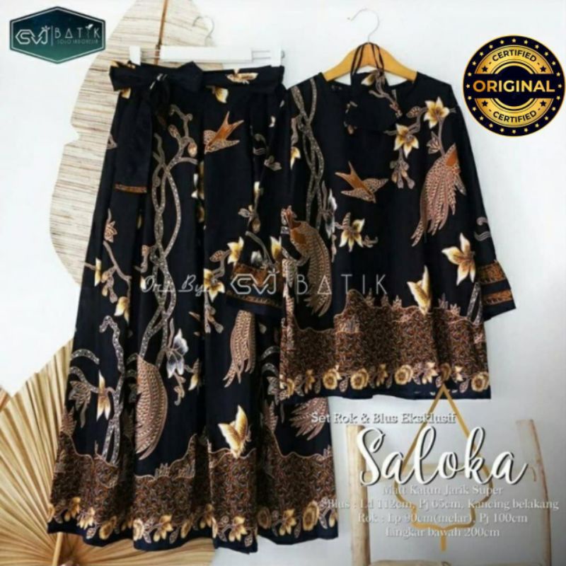 SET ROK &amp; BLUS BATIK SALOKA EKSKLUSIF / ROK BATIK EKSKLUSIF MODERN