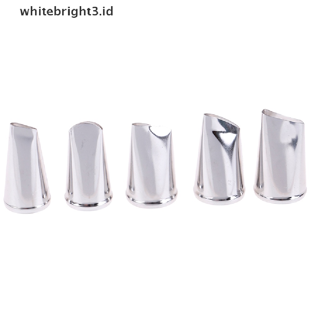 (whitebright3.id) 5pcs Spuit Piping Bahan Metal Bentuk Bunga Mawar Untuk Dekorasi Kue