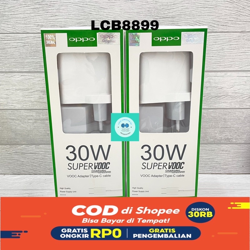 CHARGER OPPO A91 A92 A95 30W ORIGINAL 100% SUPER VOOC TYPE C 30Watt Casan Cas Adapter Cas Pengisi da